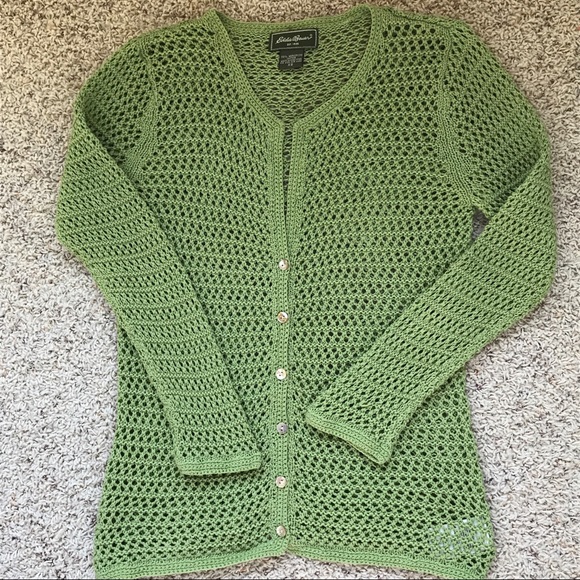 Eddie Bauer Crocheted Cardigan Sweater 